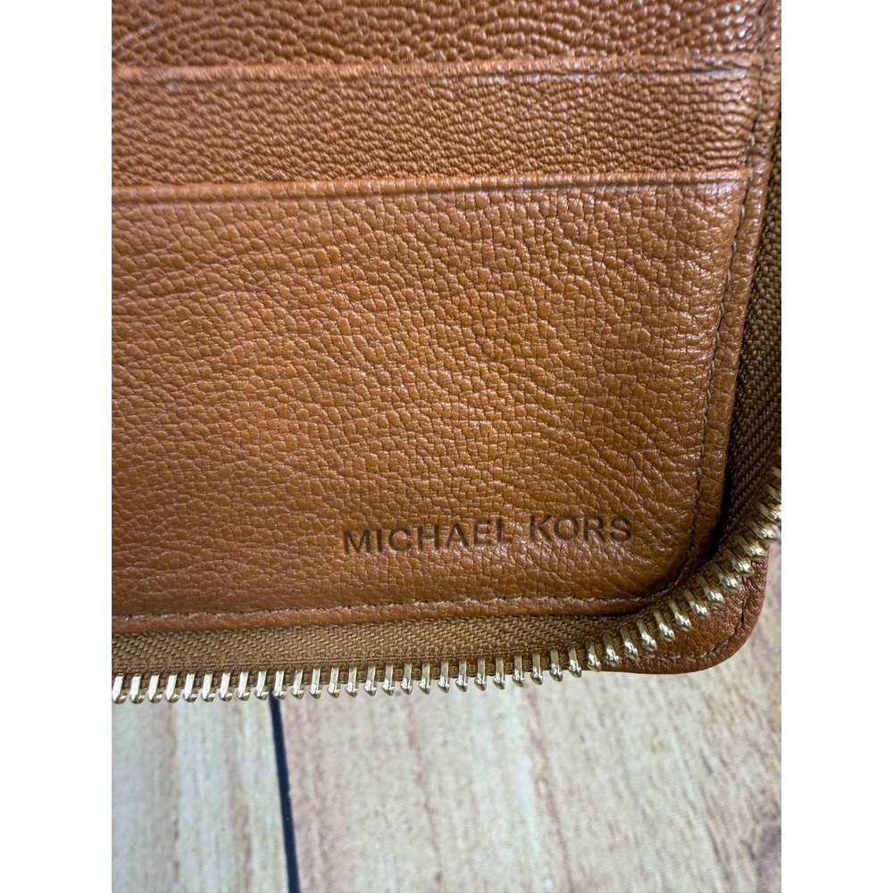 Michael Kors Hamilton Tan Leather Tote Bag and Matching Wallet Set Gold Hardware - Picture 14 of 16